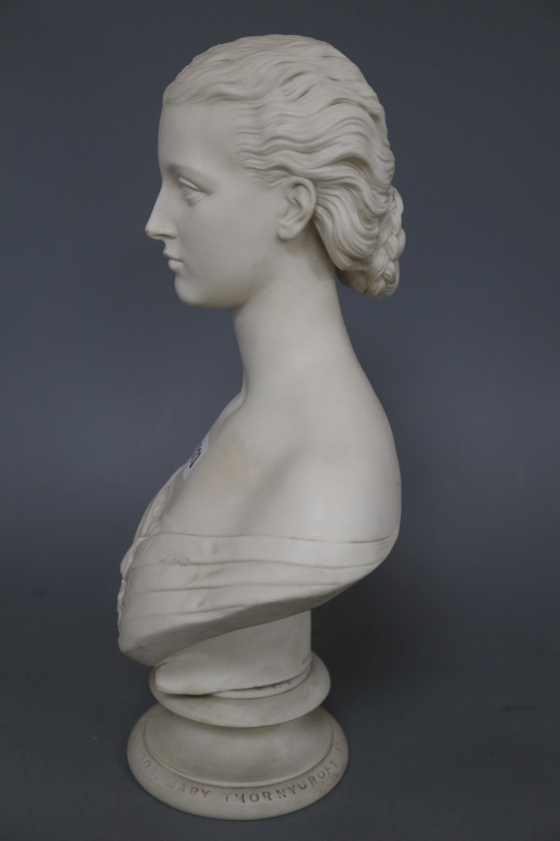 A late 19th century Copeland spode parian bust of Alexandra, height 38cm